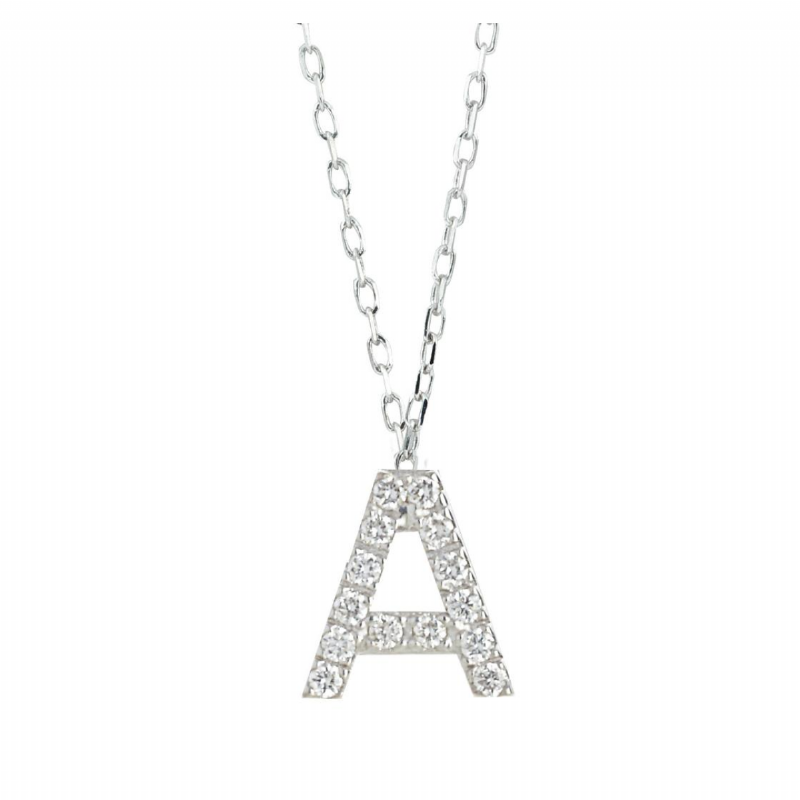 Artlinea Collana Artlinea con lettera personalizzabile in oro bianco e diamanti presso Castignoli - Orologeria e gioielleria a Monza